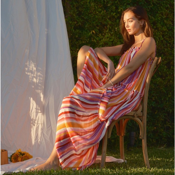 23 Fabulous boho Striped Ruffled Maxi Dress - Picture 3 of 4